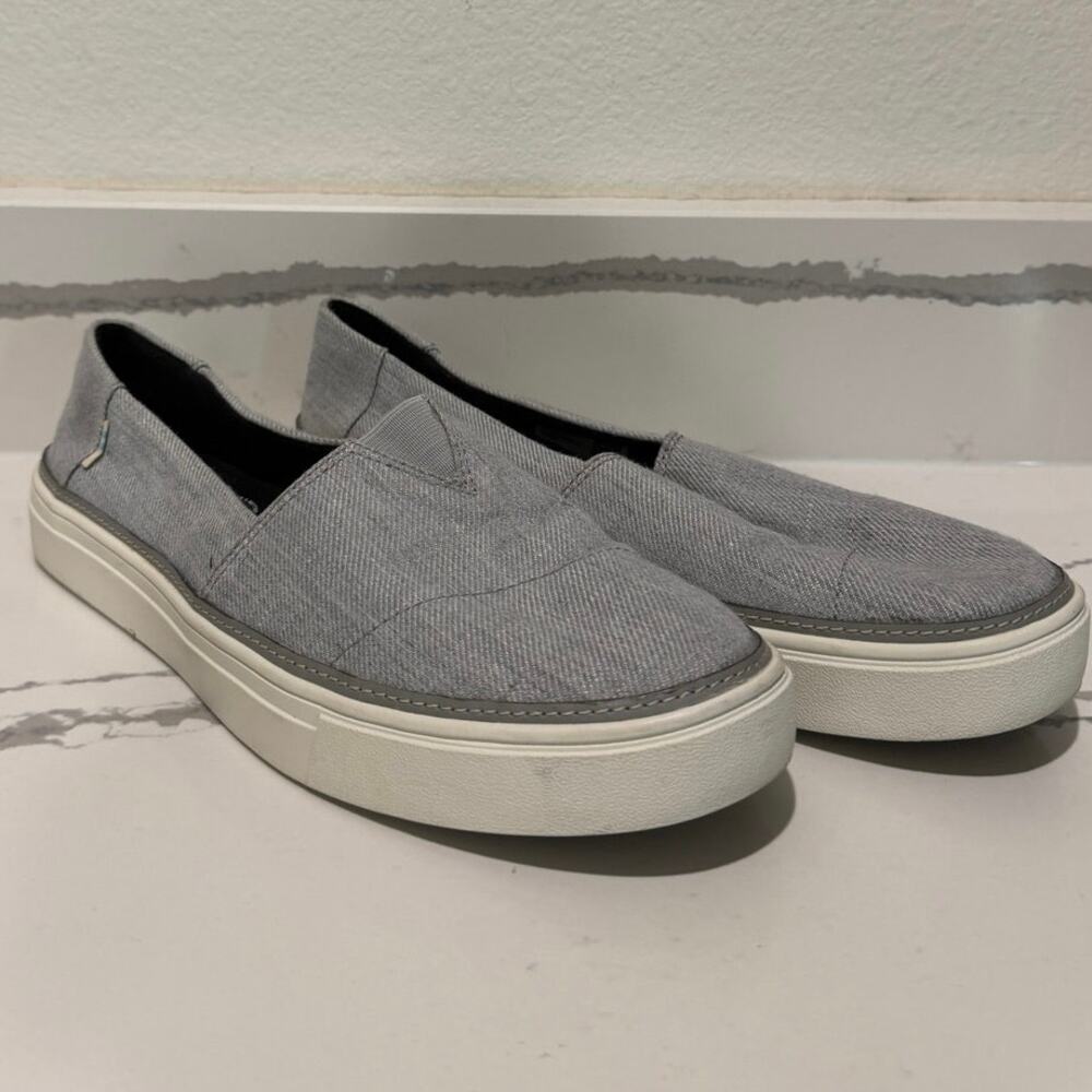 TOMS Parker Grey Canvas Platform Slip On Loafers Sneakers Womens Size 9 W9